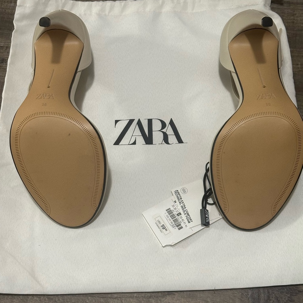 Zara Women's Beige Heeled Sandals - Picture 3 of 3
